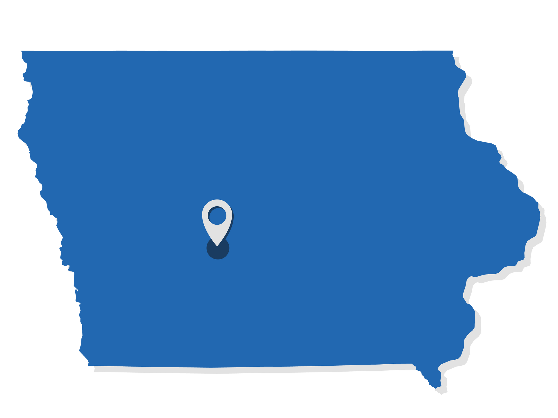 Map of Iowa with locator pin in Waukee representing VSA Rush