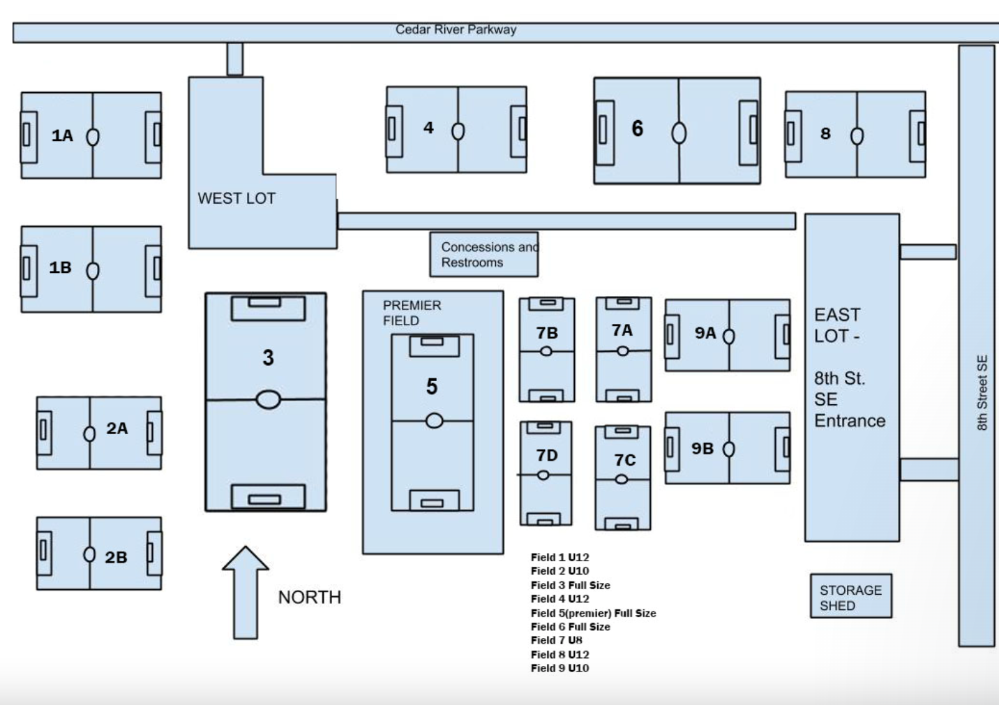 Waverly soccer complex field map