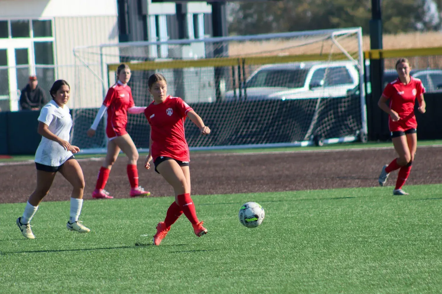 a soccer team huddled up