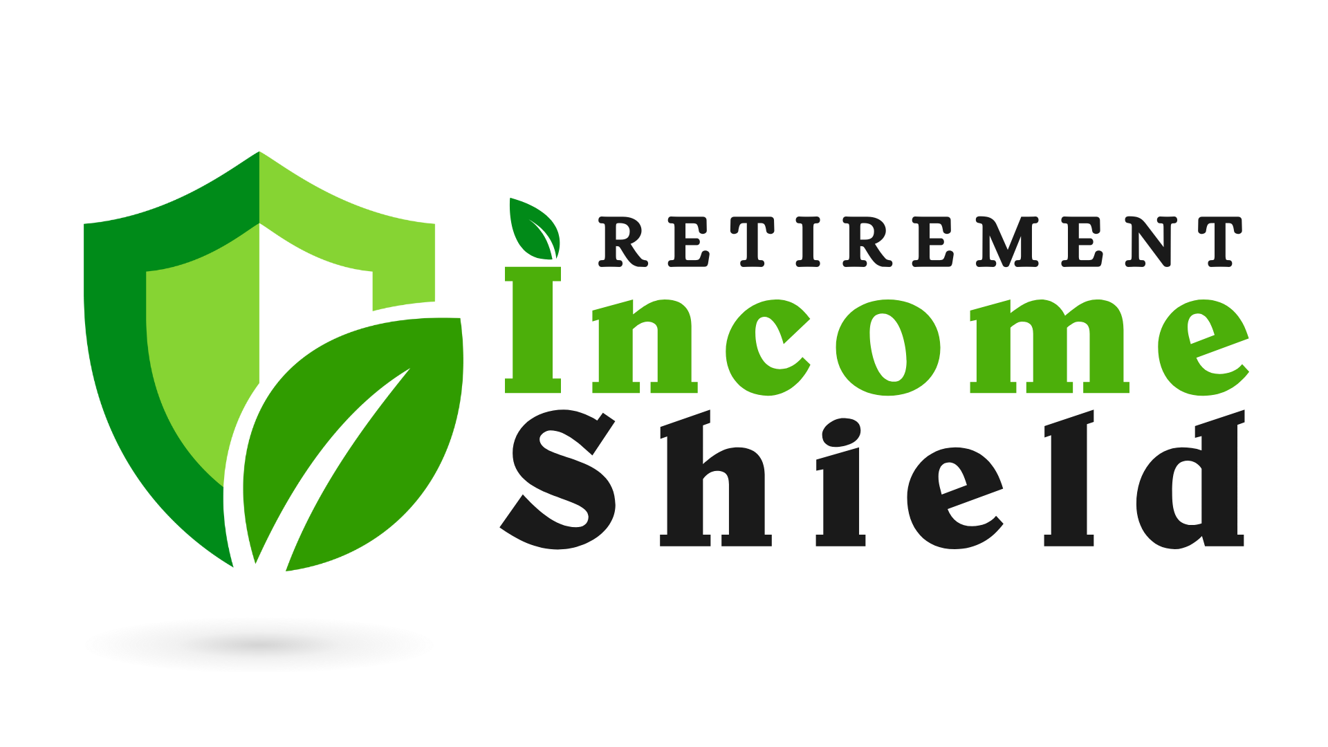 The retirement income shield logo is a green shield with leaves on it.