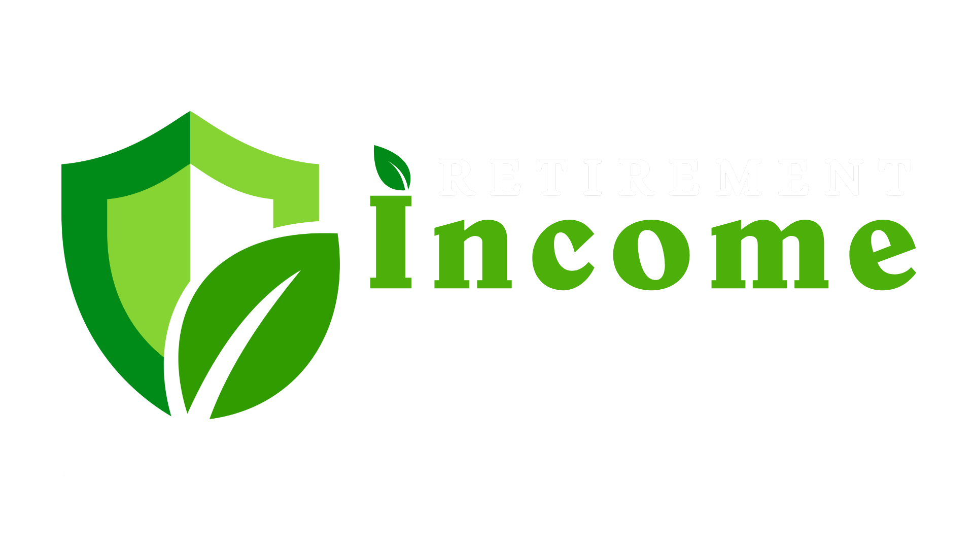 A logo for income with a shield and leaves on a white background.