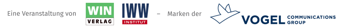 Eine Veranstaltung von WIN Verlag und IWW Institut, Marken der Vogel Communications Group