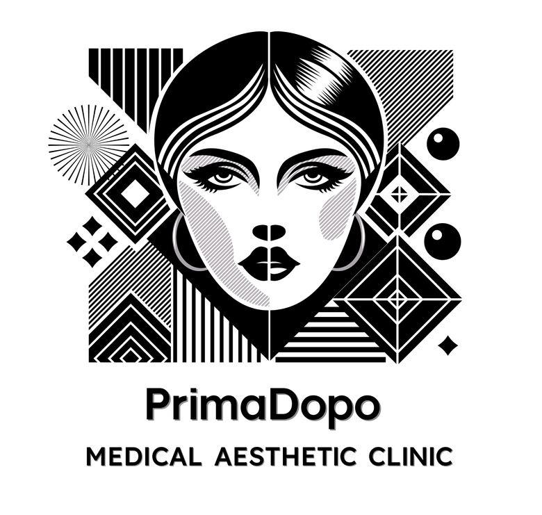 Es ist ein schwarz-weißes Logo für eine medizinisch-ästhetische Klinik.
