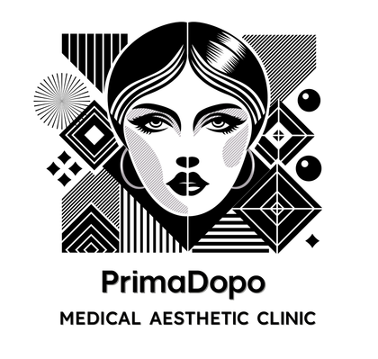 Es ist ein schwarz-weißes Logo für eine medizinisch-ästhetische Klinik.