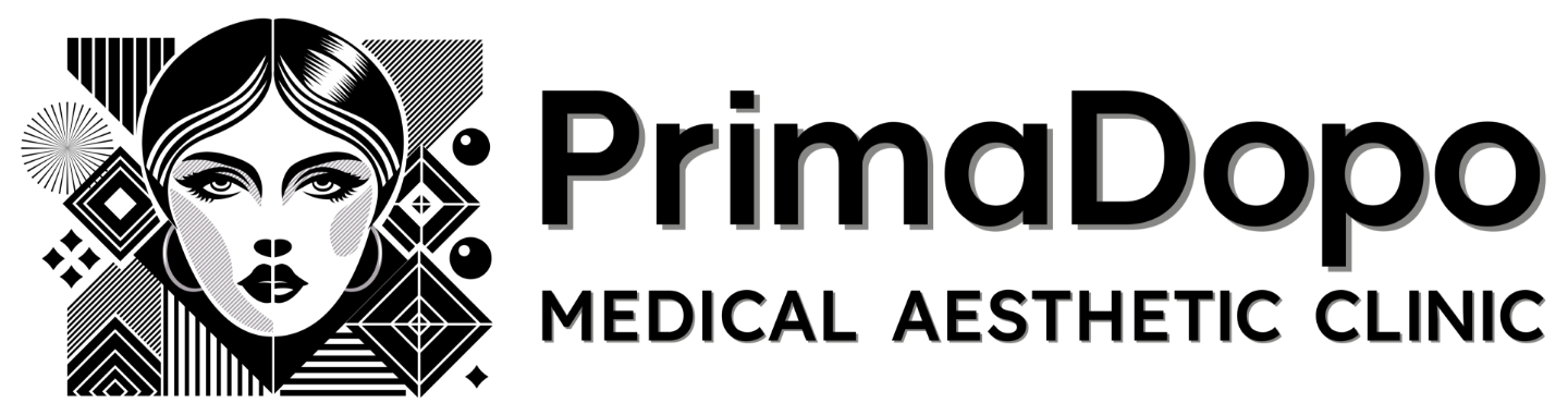 Ein schwarz-weißes Logo für die Prima Dopo Medical Aesthetic Clinic