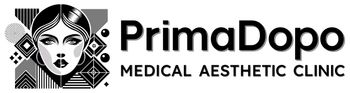 Ein schwarz-weißes Logo für die Prima Dopo Medical Aesthetic Clinic