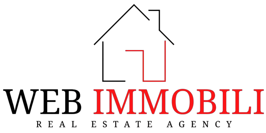 Logo per l'agenzia immobiliare Web Immobili: profilo della casa, testo 