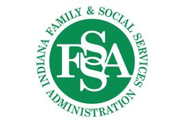 The logo for the indiana family and social services administration