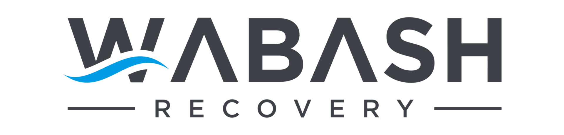 A logo for wabash recovery with a wave in the middle.