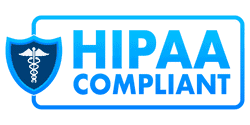 A hipaa compliant logo with a shield and caduceus on it.