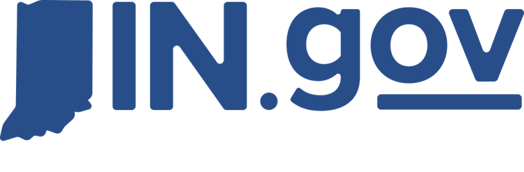 A blue and white logo for the indiana gov.