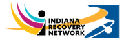 The logo for the indiana recovery network is a colorful logo with a person and a satellite.