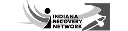 A black and white logo for the indiana recovery network