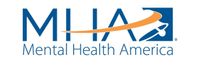 A blue and orange logo for miia mental health america