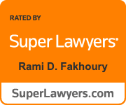 A logo for super lawyers rated by rami d. fakhoury