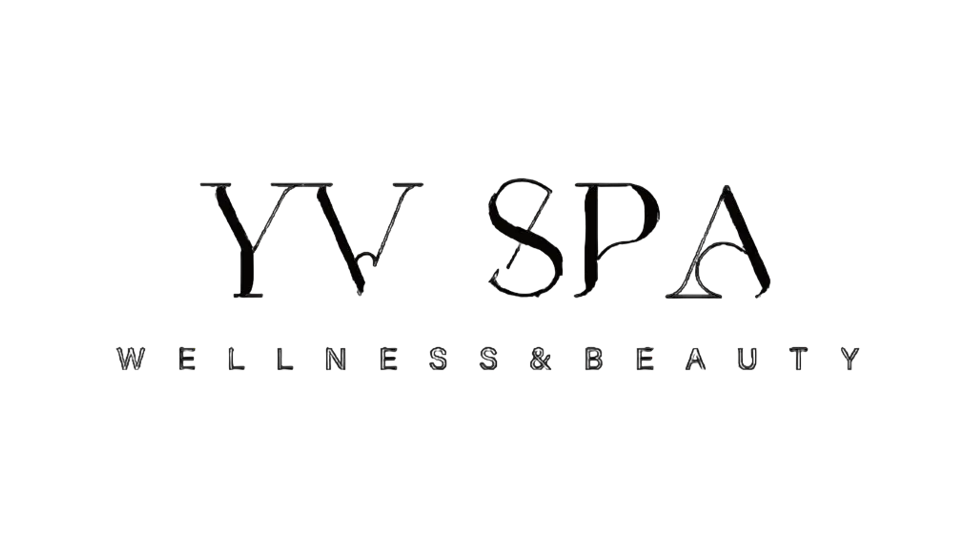 Logo for YV Spa, with text: YV SPA, wellness & beauty. Black text on white background.