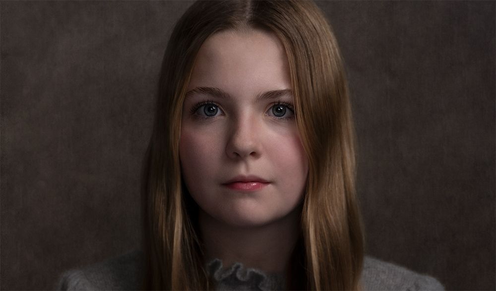 A classical photographic portraiture work, a close up of a young boy in incredible detail, part of a sibling trilogy.