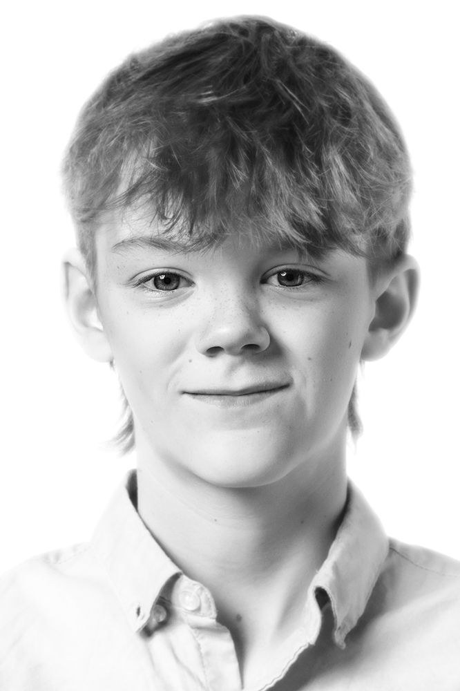 A classical photographic portraiture work, a close up of a young boy in incredible detail, part of a sibling trilogy.