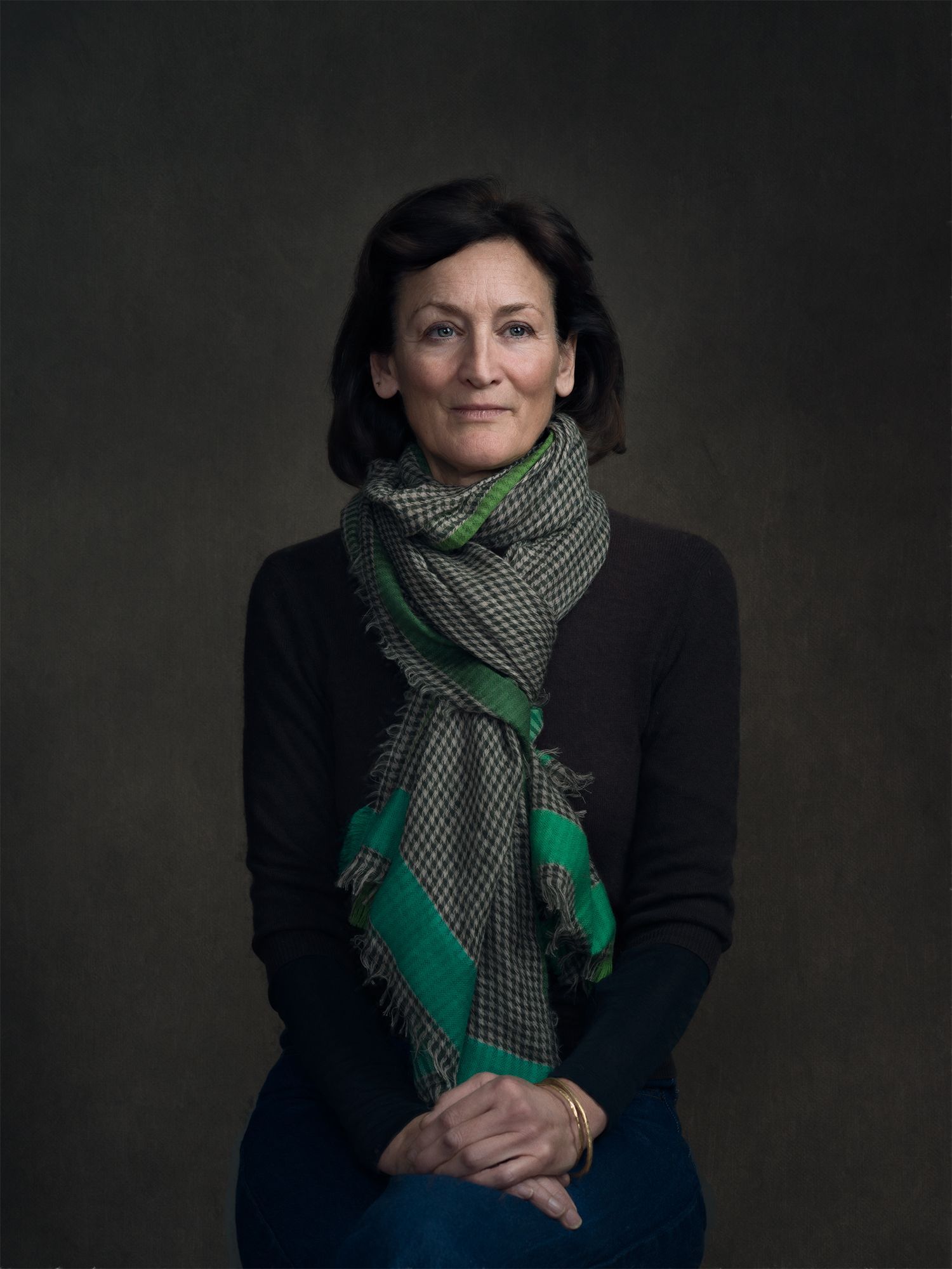 Portrait of a lady with a green scarf