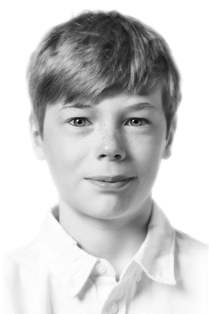 A classical photographic portraiture work, a close up of a young boy in incredible detail, part of a sibling trilogy.
