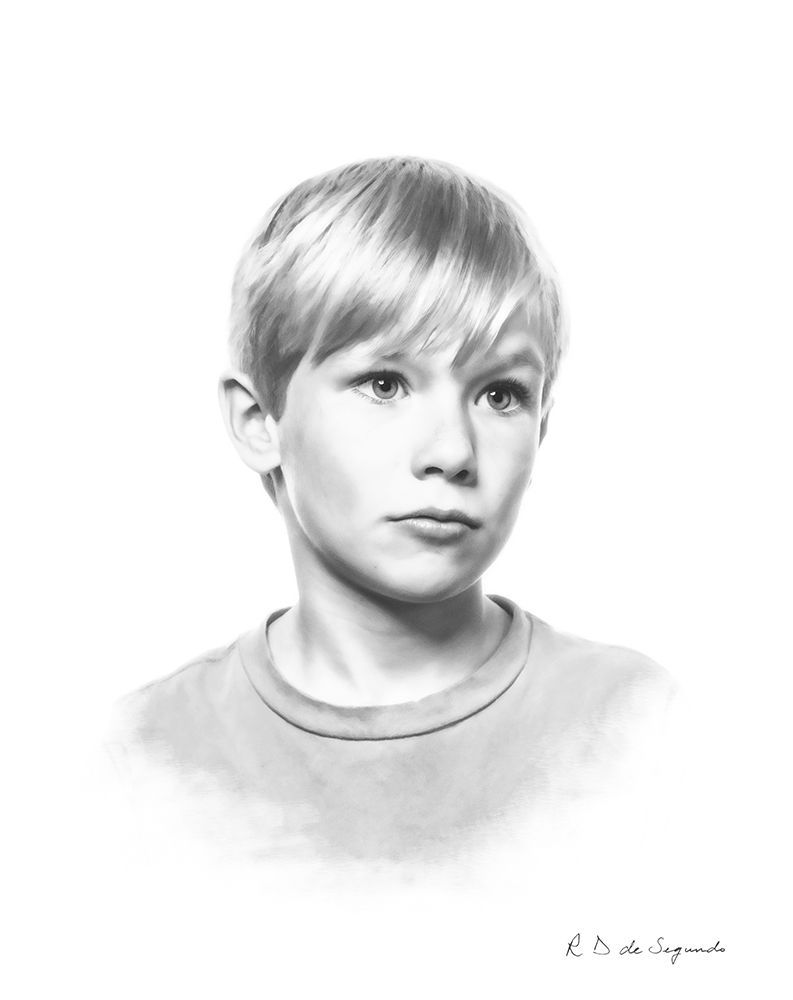 Black and white portrait of a boy