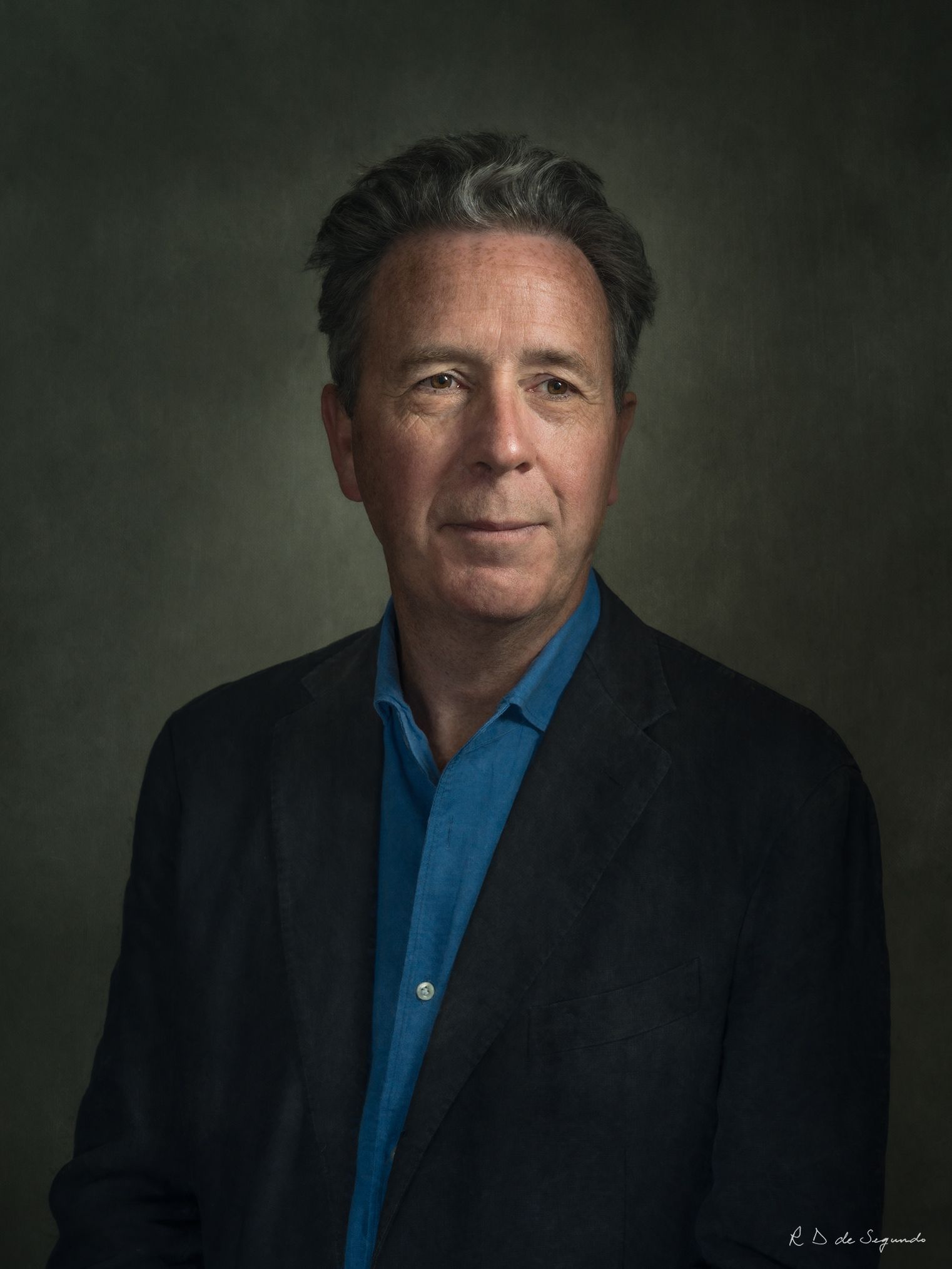 Studio fine art photo portrait of a gentleman using intricate lighting to emulate a soft media portrait from the Golden Age.