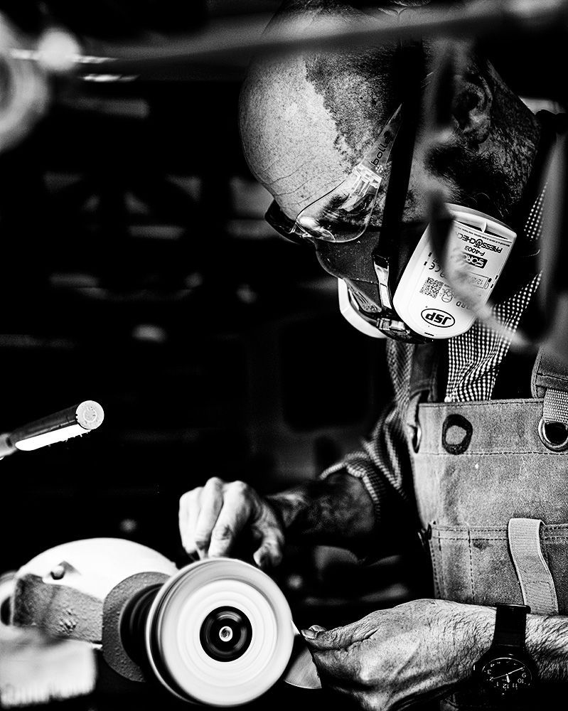 Custom fine art portraiture commissioned for a bespoke Knife maker, focusing on the environment rather than the individual.