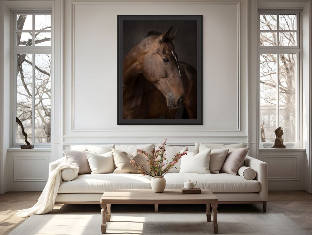 Picture of a horse portrait hanging 