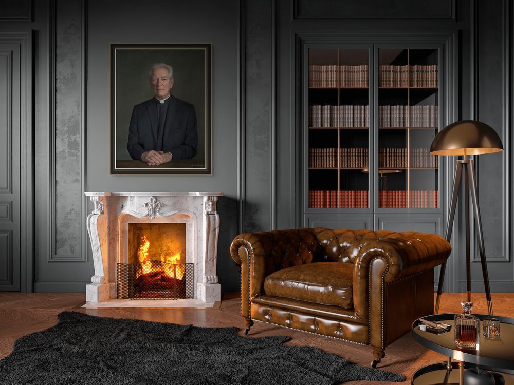 Picture of a priest portrait hanging 