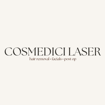 Cosmedici Laser logo in dark gray text on a white background.