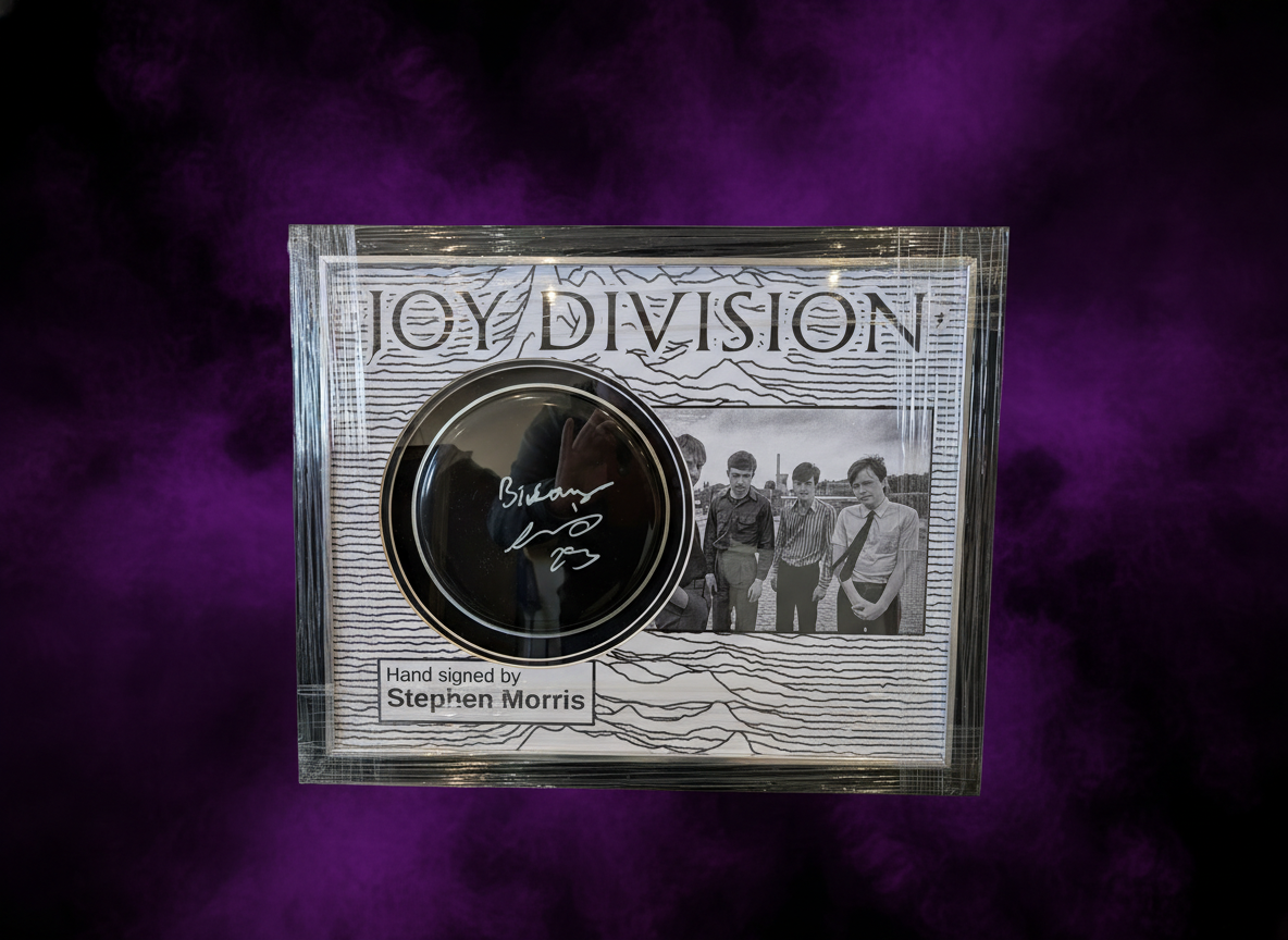 Stephen Morris Joy Division Hand Signed Album Drum Skin