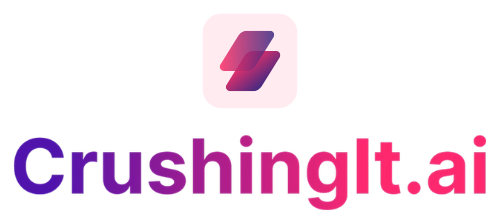 the logo for crushinglt.ai has a lightning bolt on it .