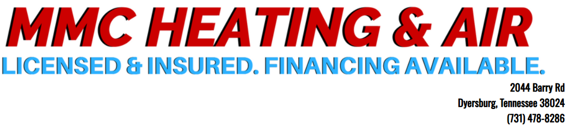 Logo for MMC Heating & Air. Includes text: Licensed & Insured. Financing Available. Includes address and phone number.