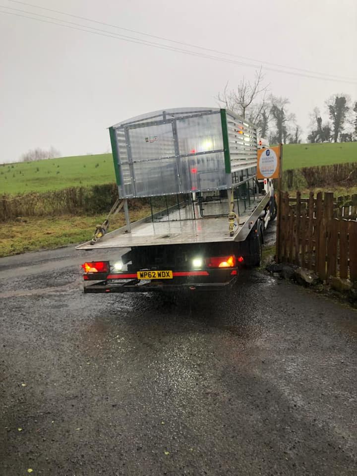 Removal van in countryside