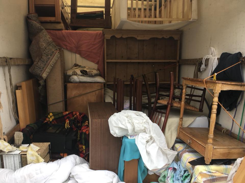 Furniture ready to be loaded into a van