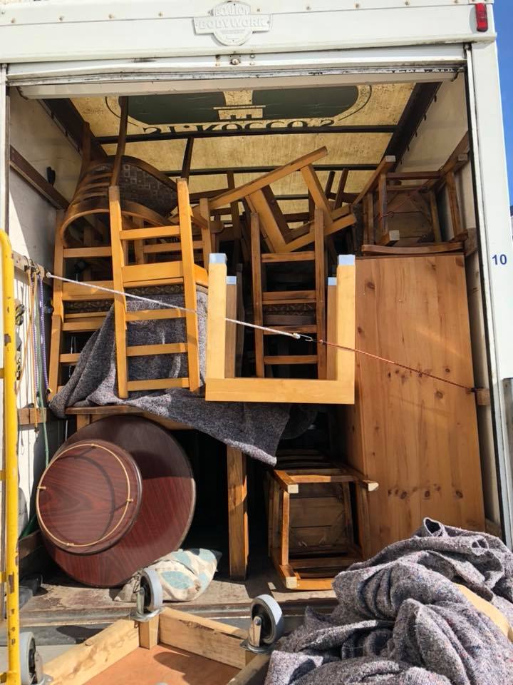 Furniture loaded into the removals van