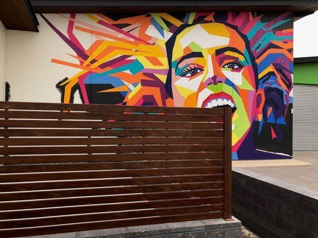 A wall with a painting of a person's face | Roseworthy, SA | Bazza's Fencing