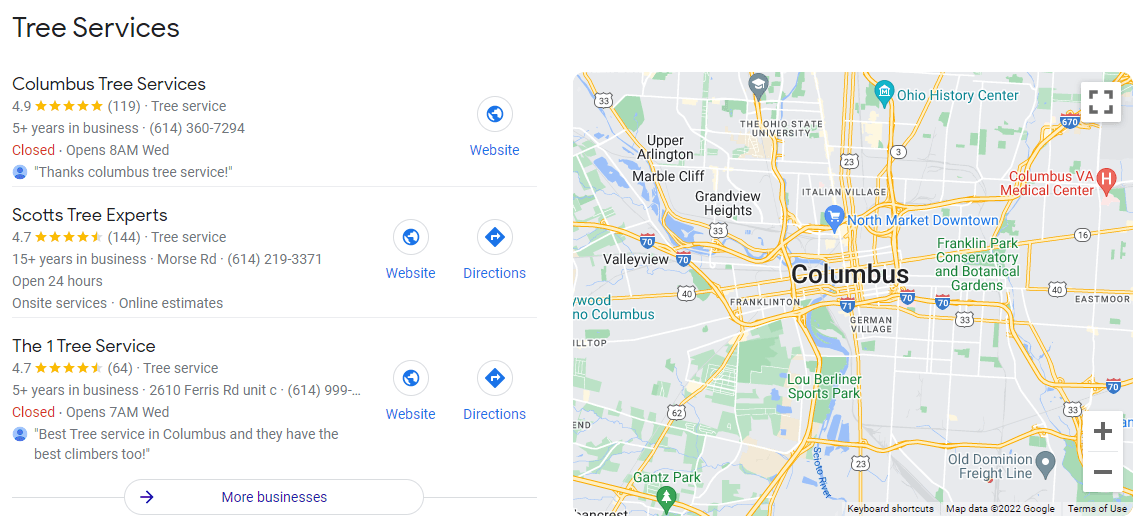 Columbus Ohio google my business optimization