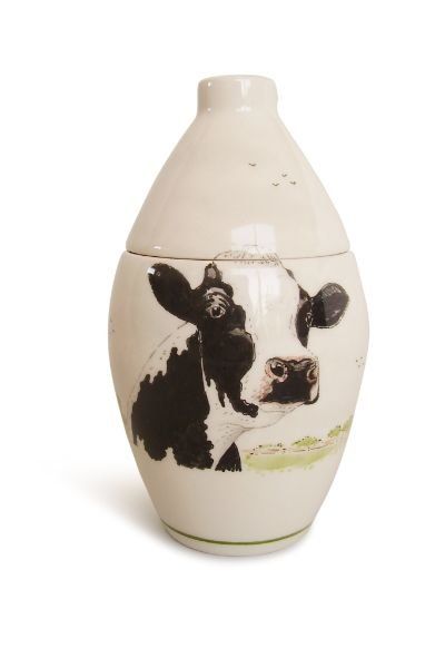 Urn Koe - Landleven hand beschilderd