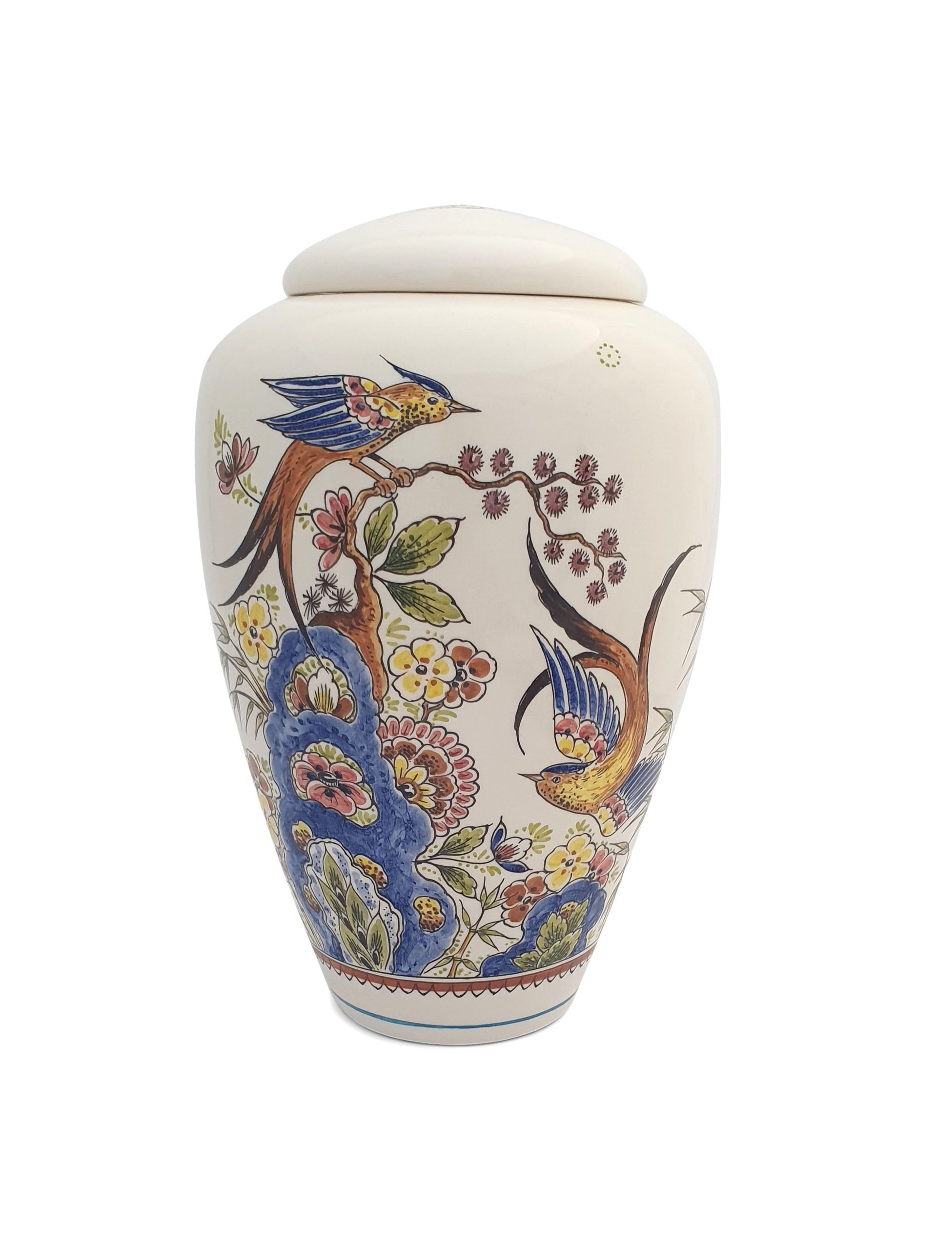 urn paradijsvogel/urn vogel met bamboe handbeschilderd