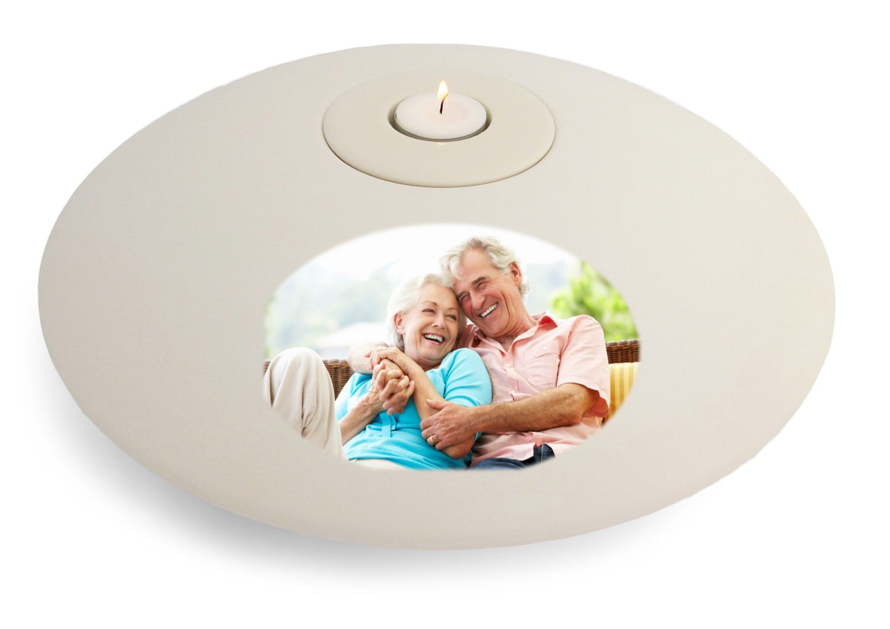 Urnschaal met eigen foto ingebrand in de glazuur