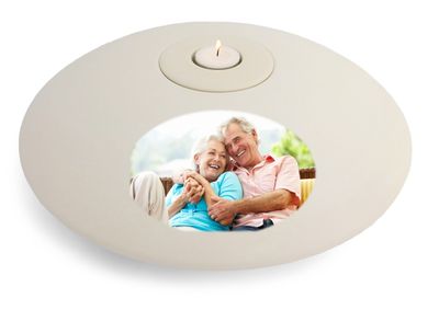 urn-schaal met eigen foto van mooie herinnering overledene