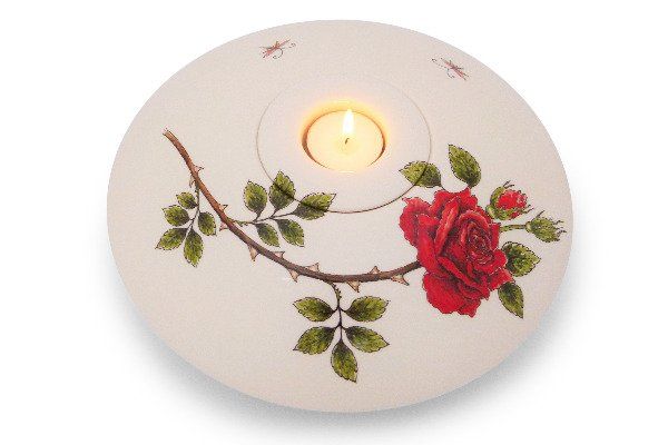 Hand painted urn bowl Rose branch