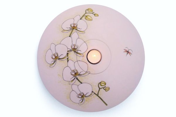 Hand painted urn bowl Orchid - 1 flower branch