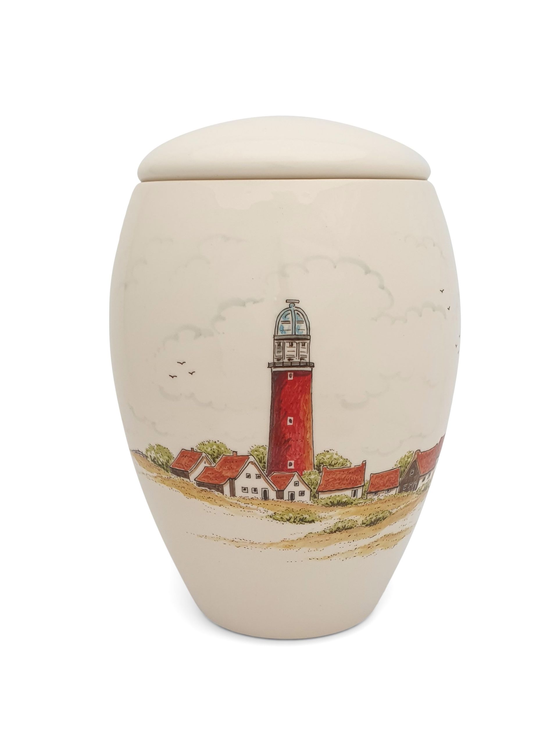 hand painted urn Light House