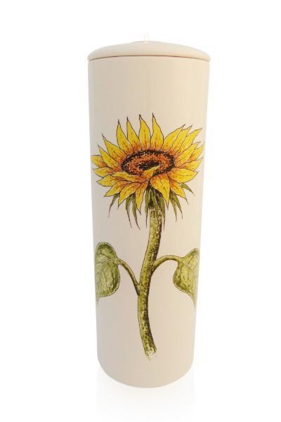 Cylinder cremation urn Sunflower (hand painted)