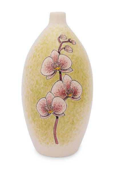 hand painted cremation urn Orchid pink and white