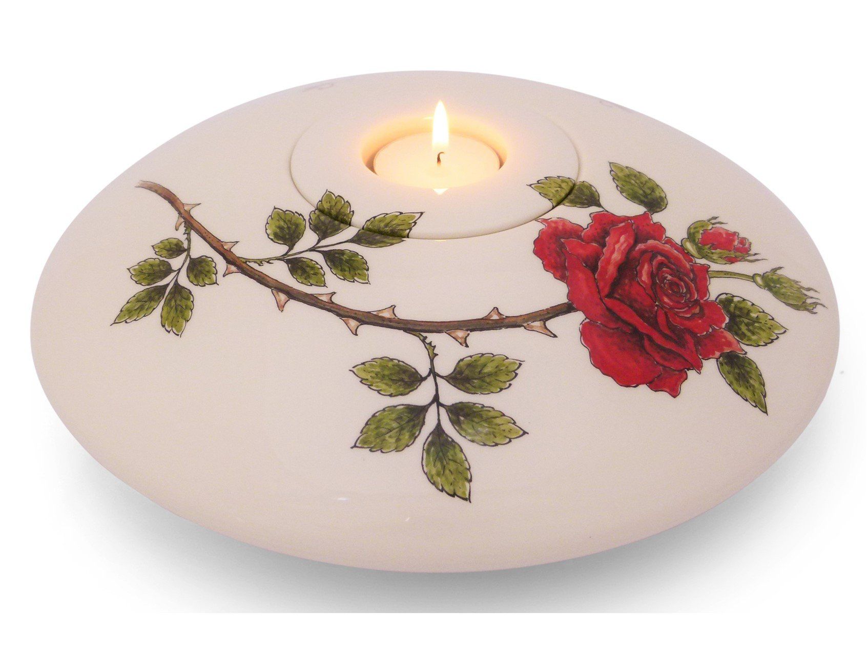 hand painted urn bowl Rose branch