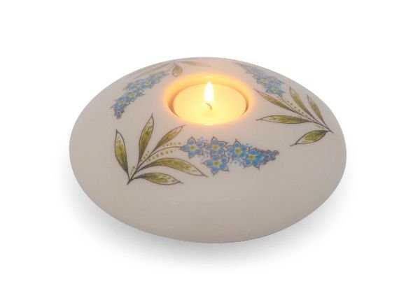 Hand painted urn bowl Forget-me-not flower