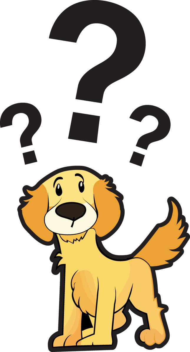 Cartoon Dog | Charlie The Cavity Detective Dog | Dog With Question Marks Above Head | Thinking Dog | Cavity Detective | Best Pediatric Dentist In Tinton Falls, NJ